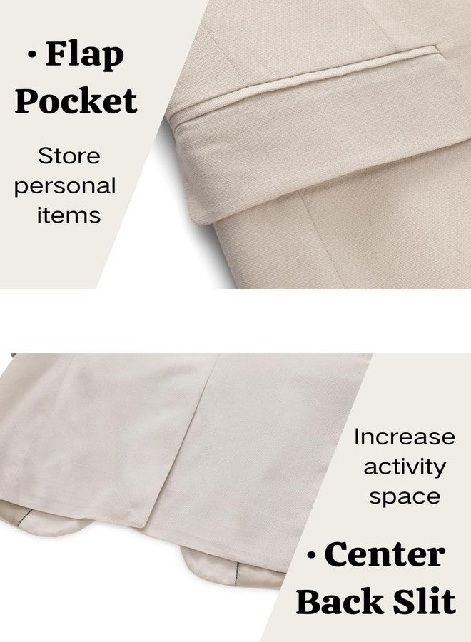 UNINUKOO Mens 2 Piece Suit Linen Summer Top Blazer Pants Sets Beach Wedding Wear Vacation Prom Suits for Men US Size M Khaki - Image 5